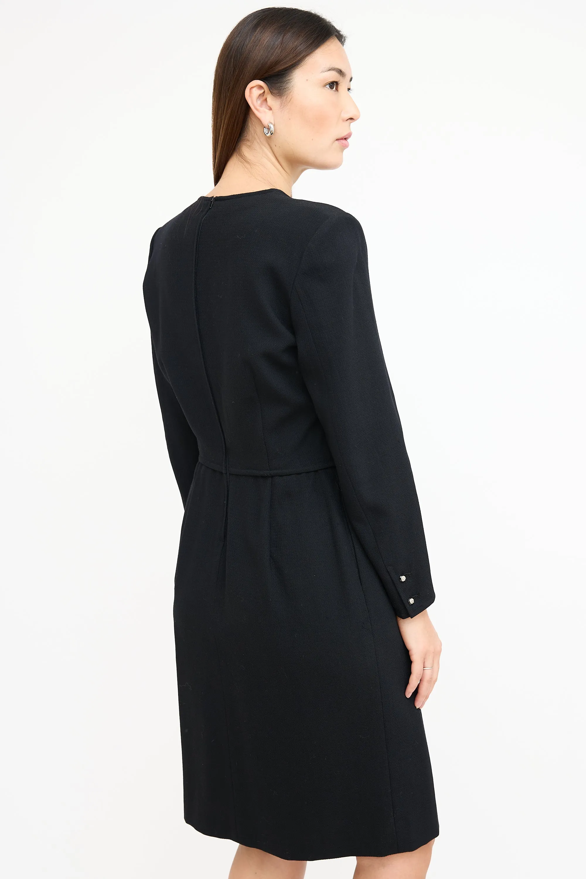 1980s Black Velvet Panel Dress