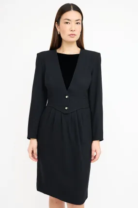 1980s Black Velvet Panel Dress