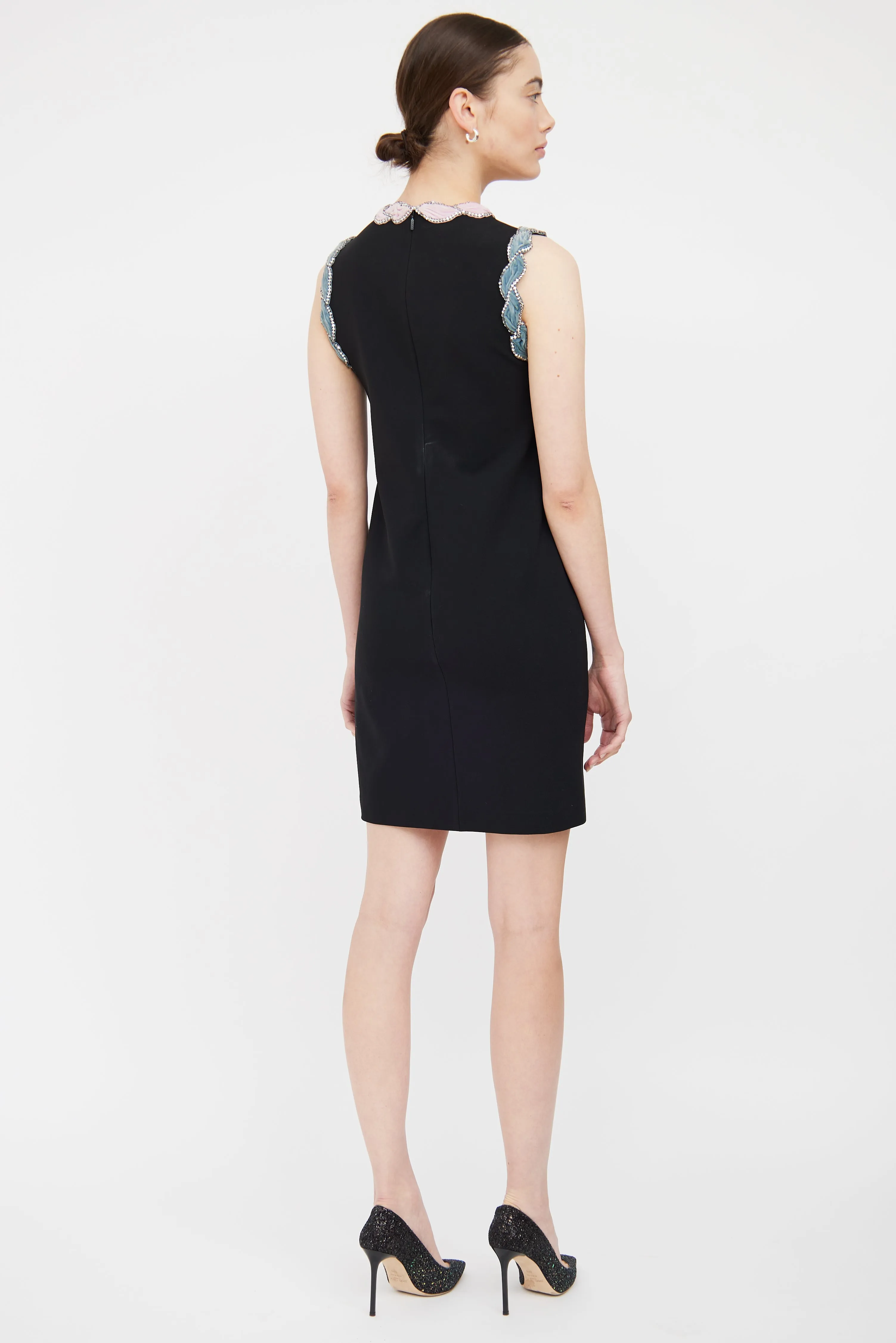 Black & Multi Embelisshed Bow Dress