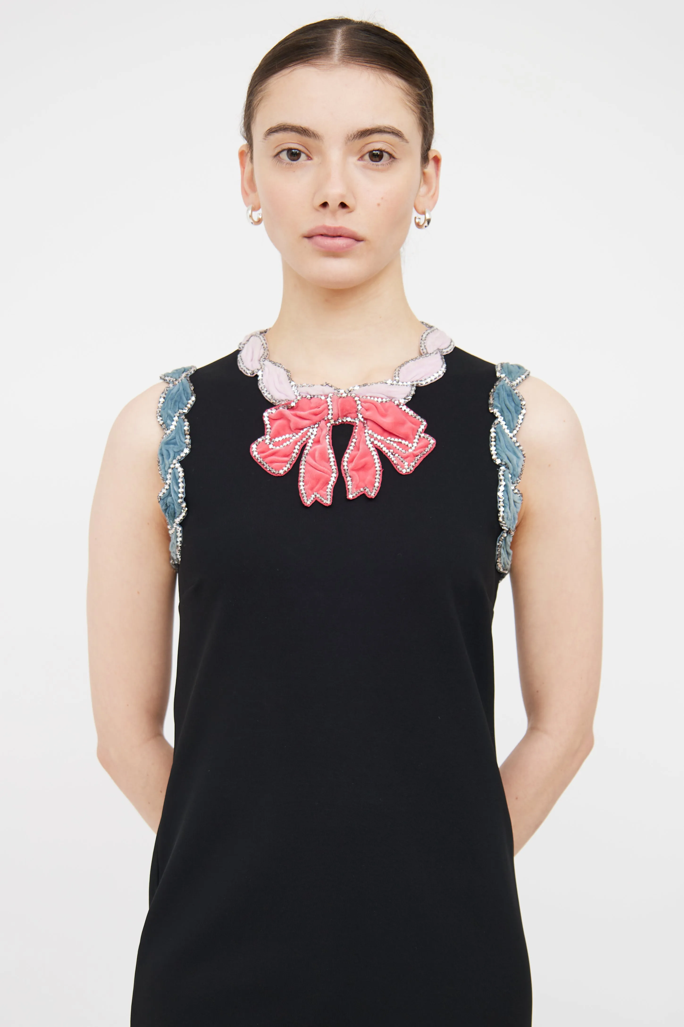 Black & Multi Embelisshed Bow Dress