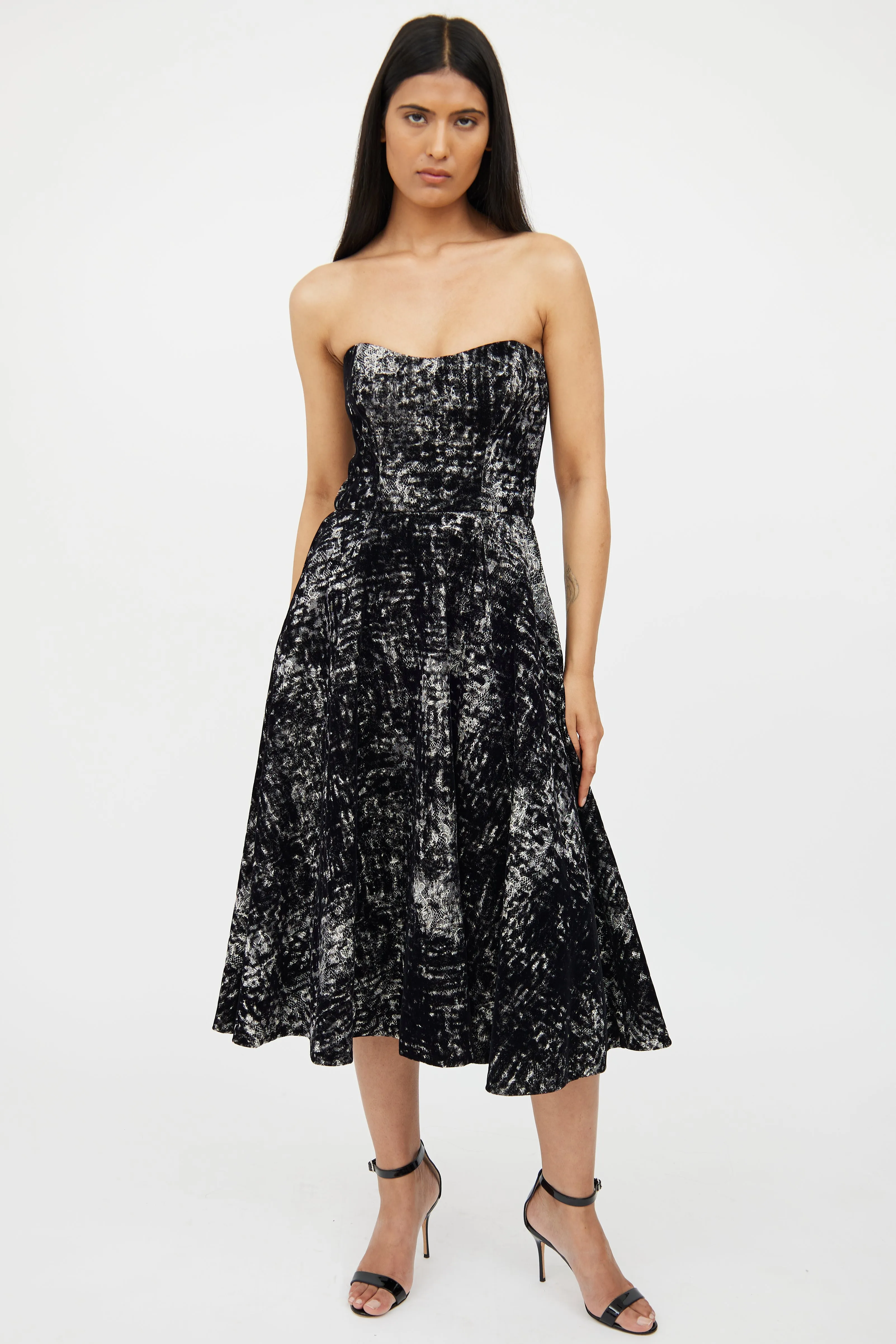 Black & White Velvet Lace Dress