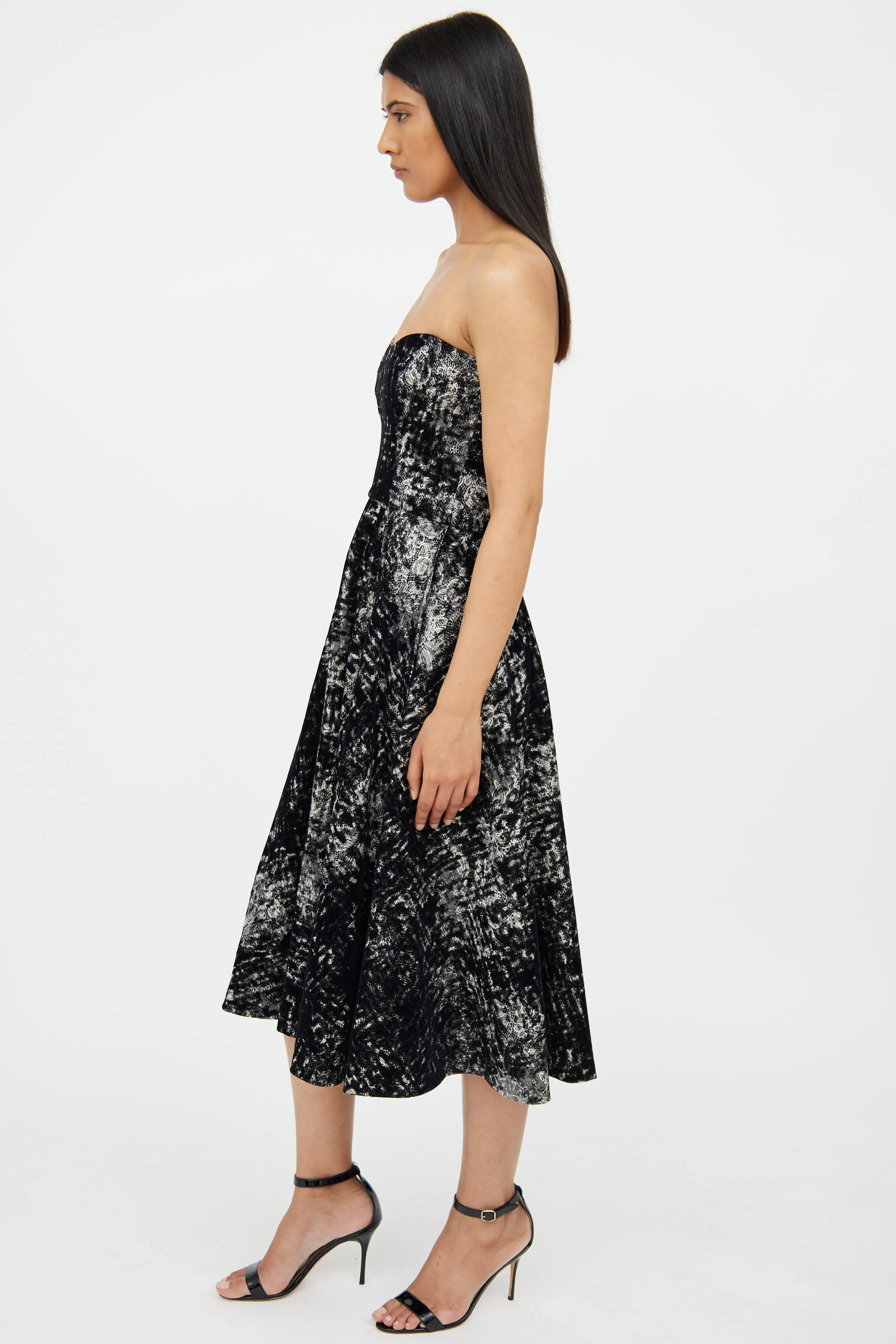 Black & White Velvet Lace Dress