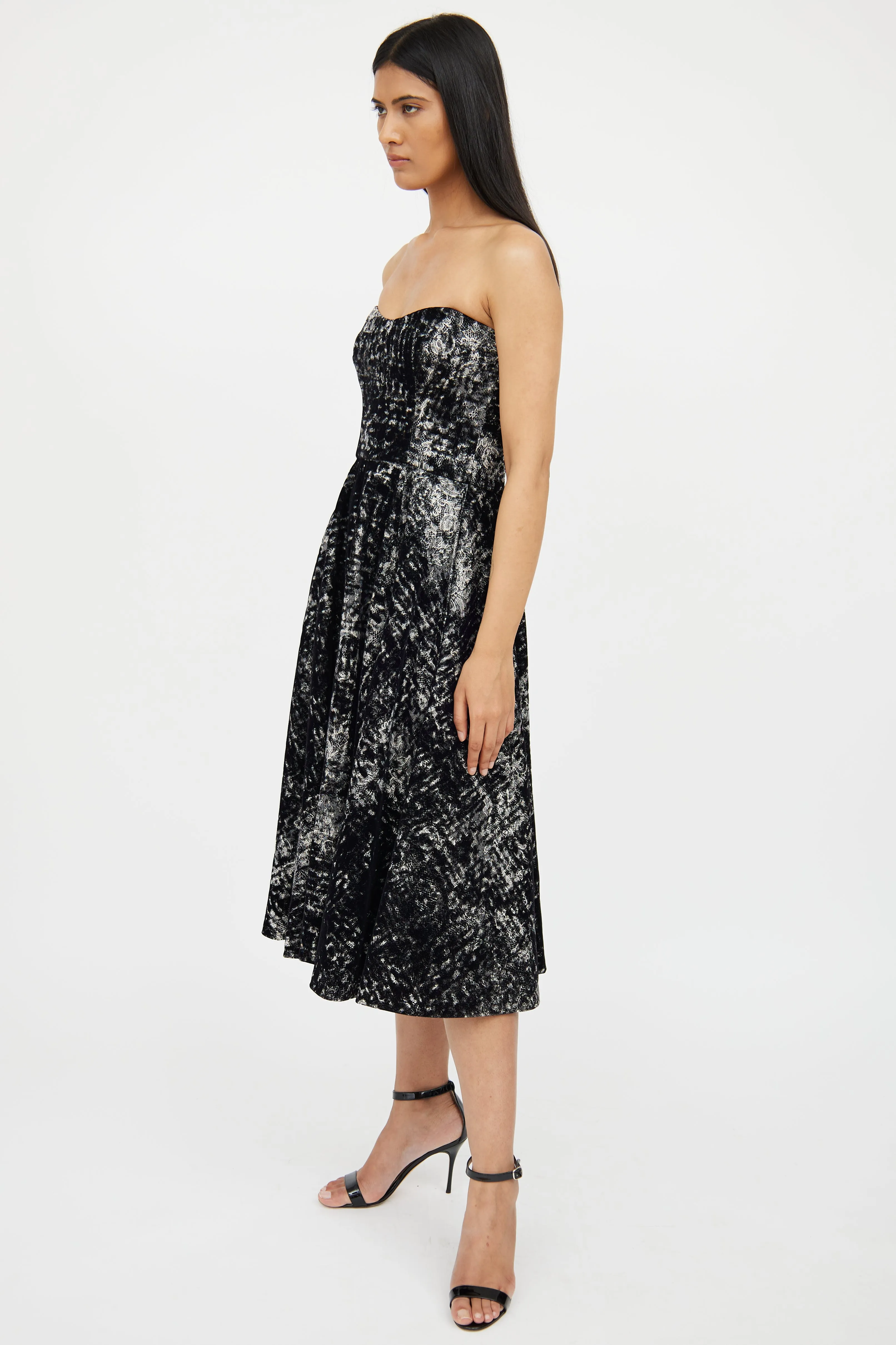 Black & White Velvet Lace Dress