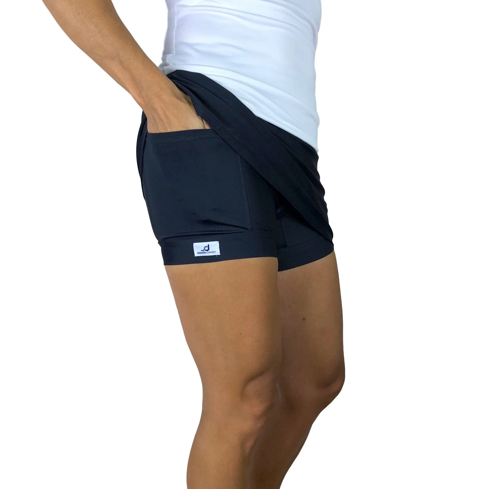 Black Athletic Slim Golf Skort