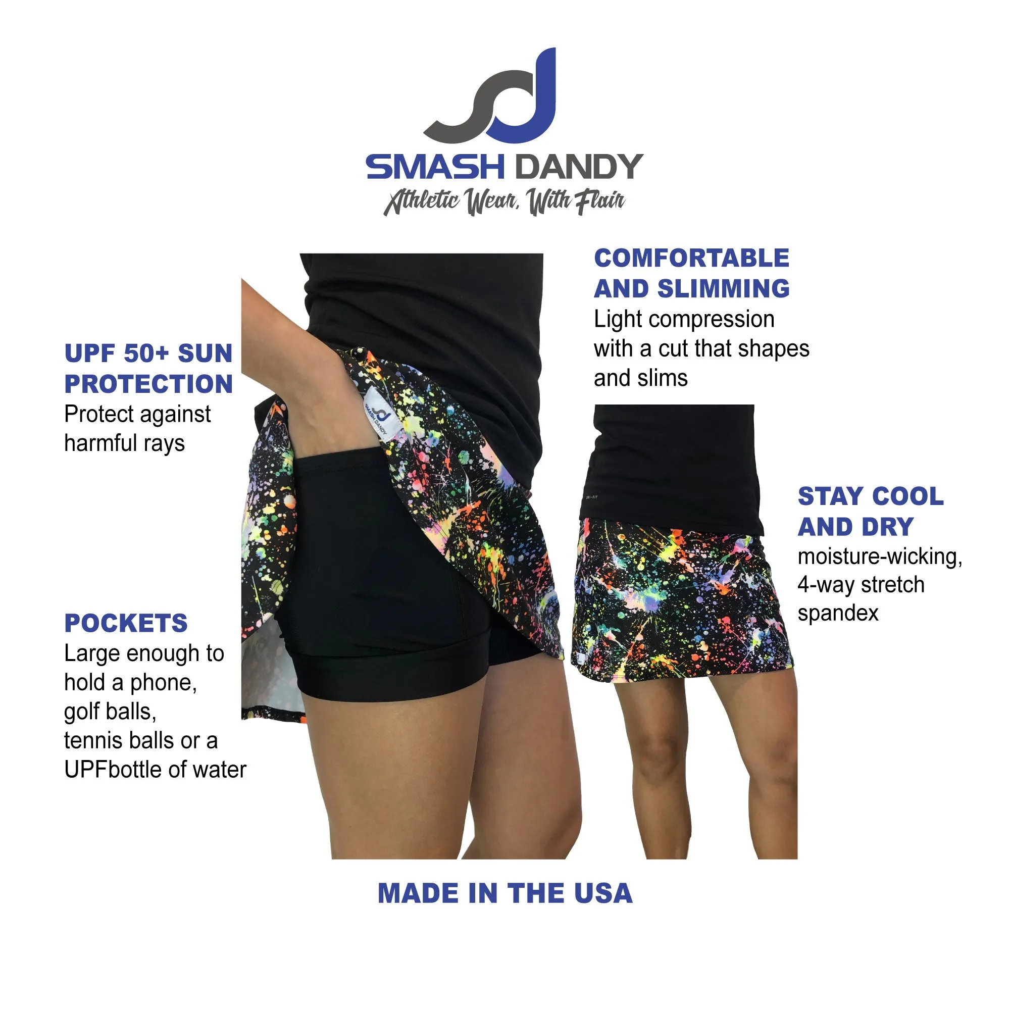 Black Athletic Slim Golf Skort