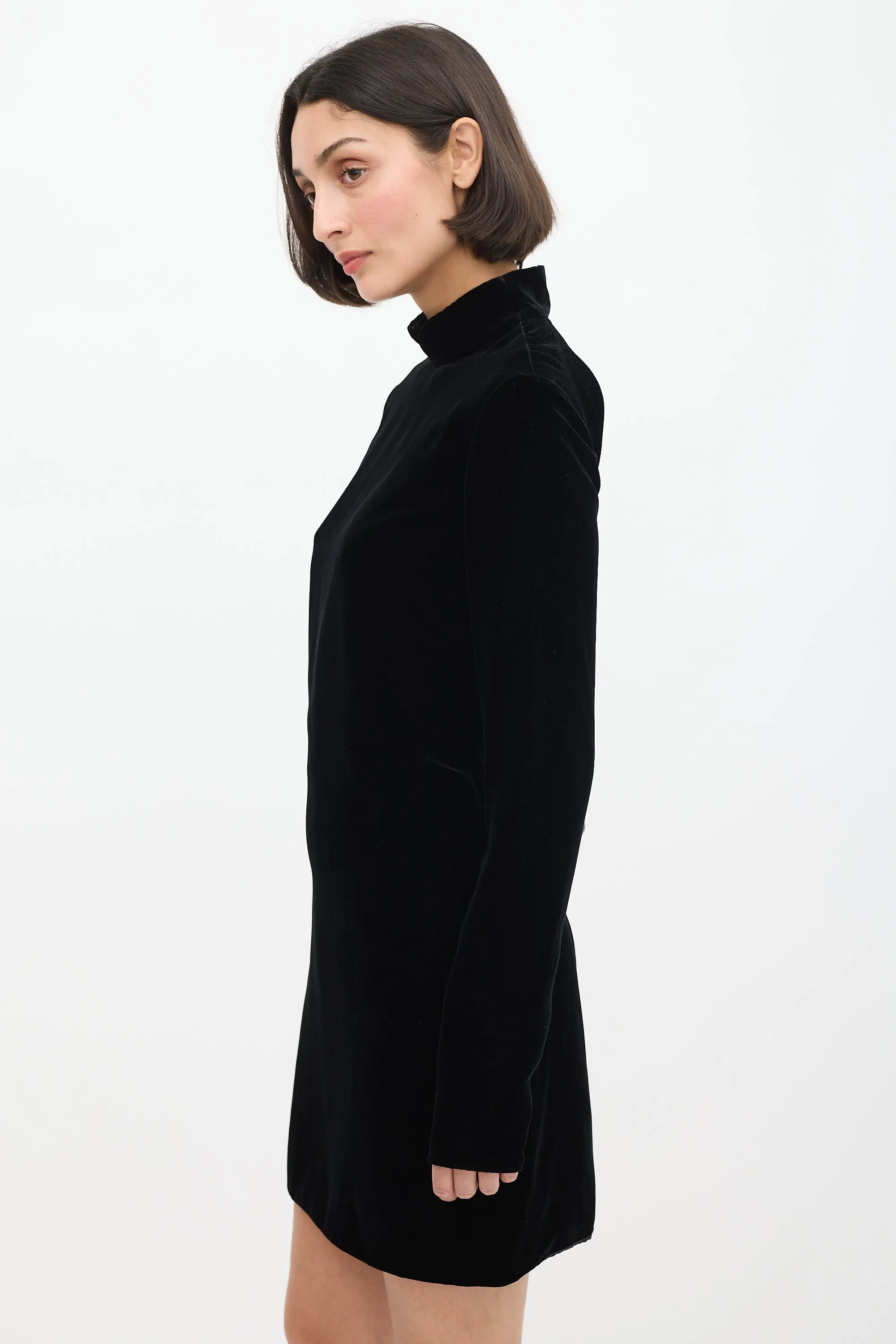 Black Velvet Open Back Midi Dress