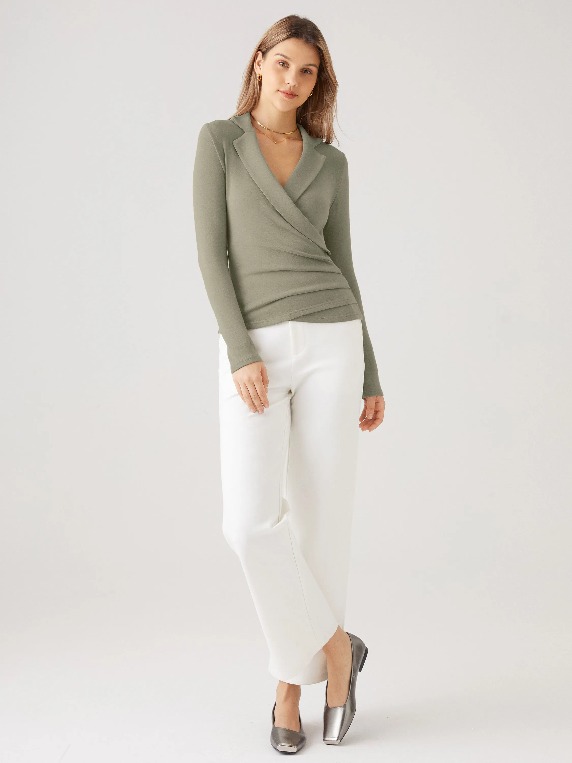 Collared Surplice Top
