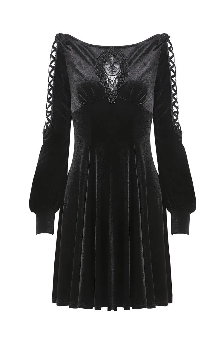 Gothic lace-up velvet midi dress DW224