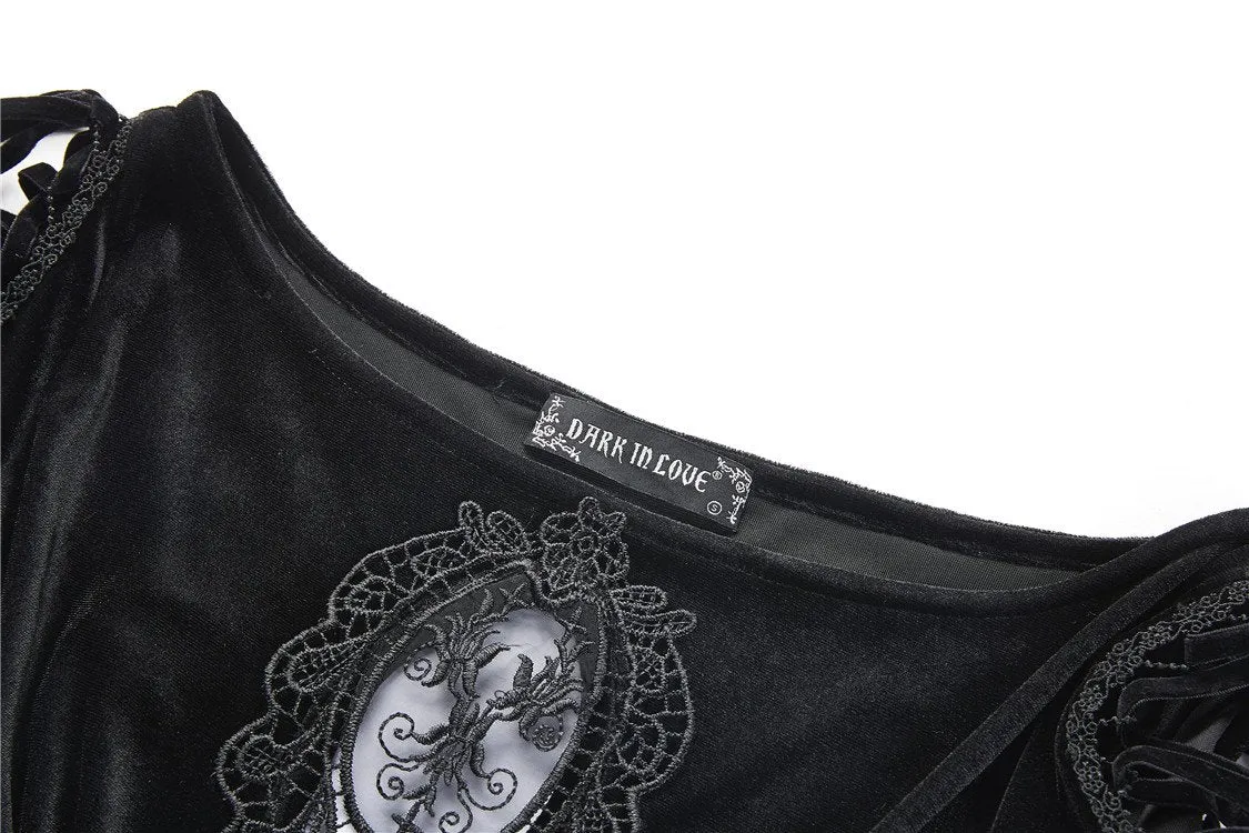 Gothic lace-up velvet midi dress DW224