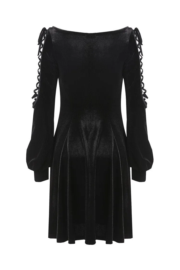 Gothic lace-up velvet midi dress DW224