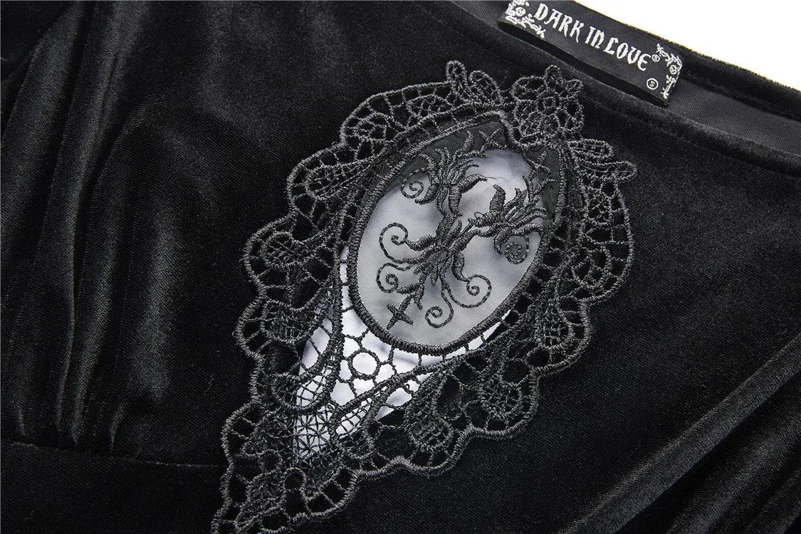 Gothic lace-up velvet midi dress DW224
