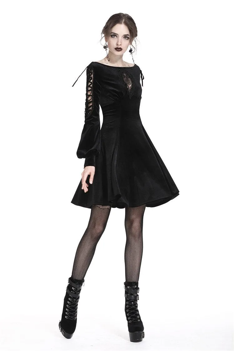 Gothic lace-up velvet midi dress DW224