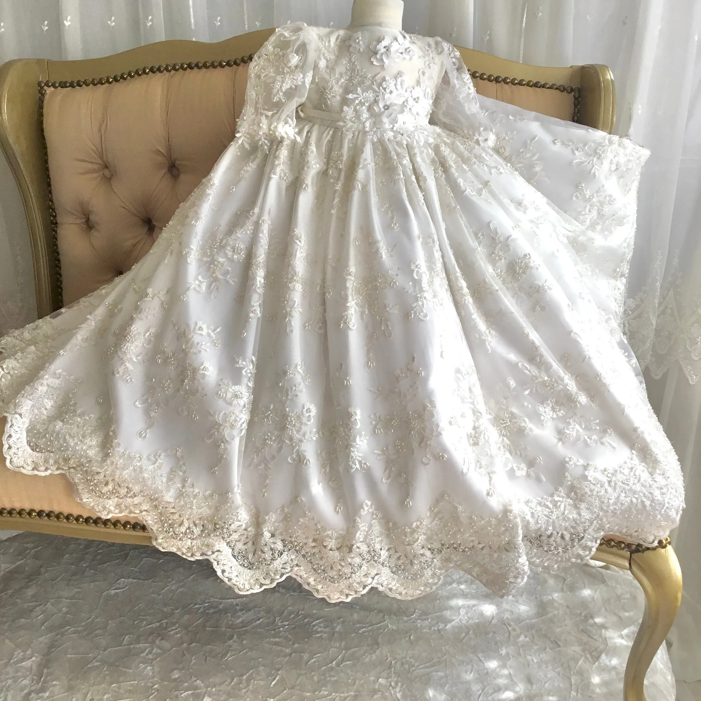 Lace Christening Gown - Leonor 12m