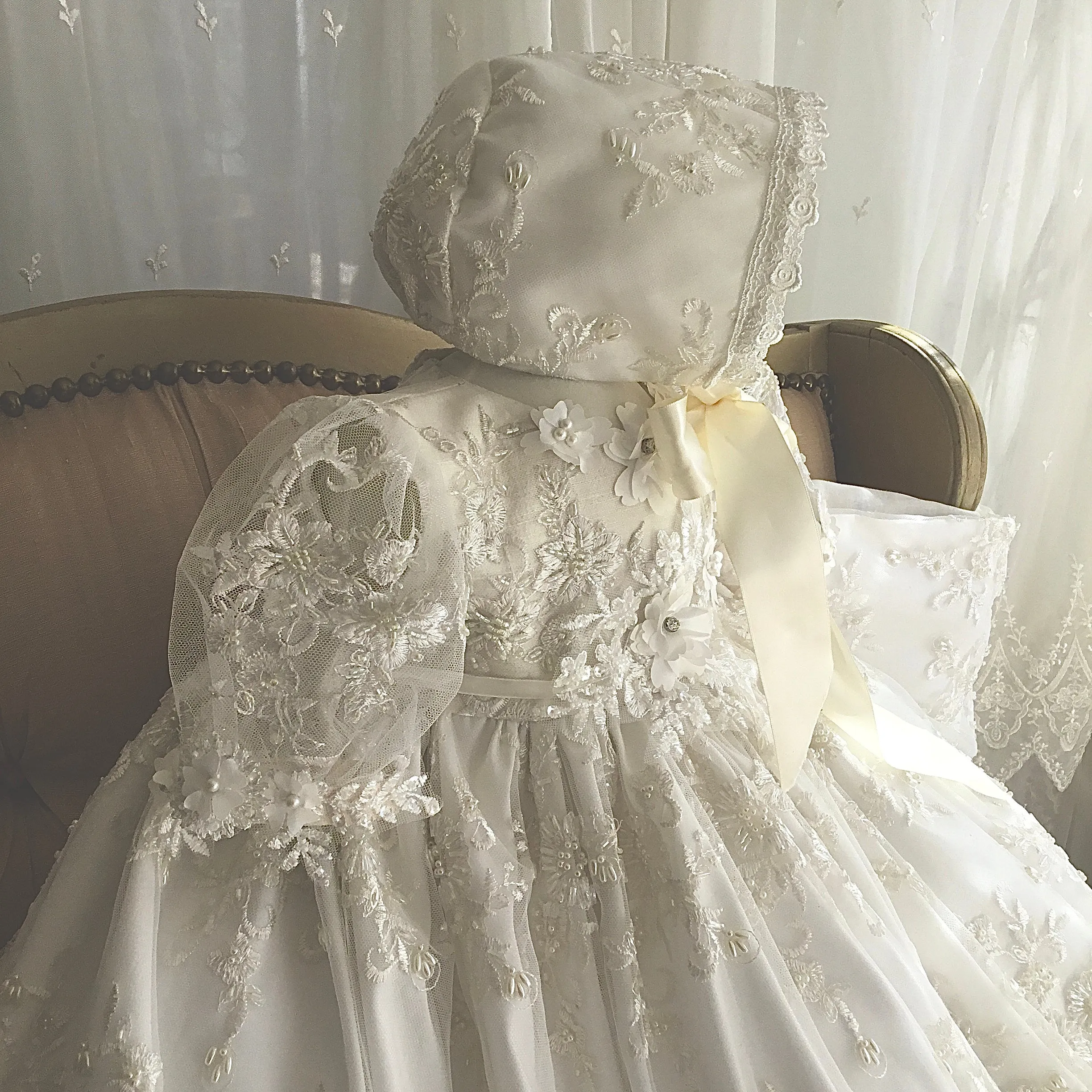Lace Christening Gown - Leonor 12m
