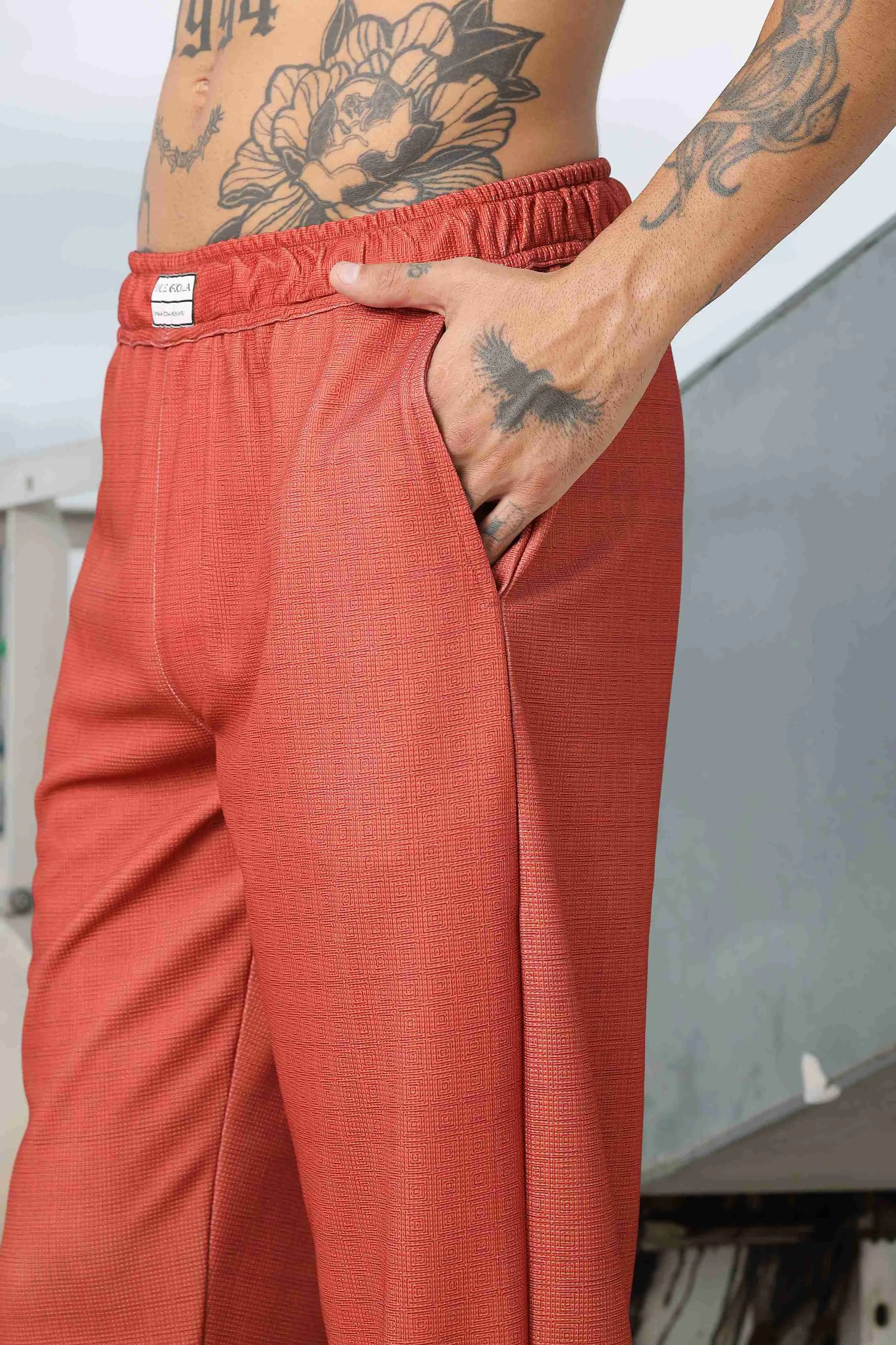 Rust Oversized Textured Fabric Coord Set