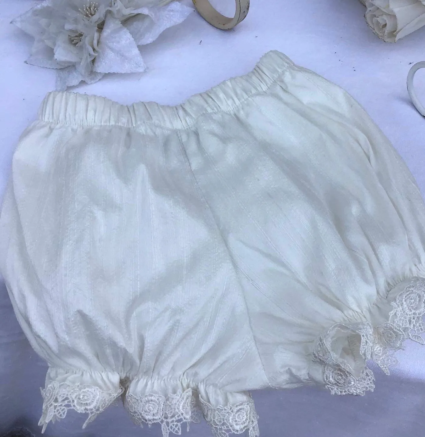 Silk & Beaded Lace Heirloom Christening —-Unisex Gown & Bonnet -Jensen